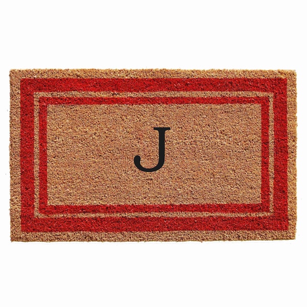 Calloway Mills Monogram Door Mat, Natural, Red, 24 in W x 36 in L 153032436J - main